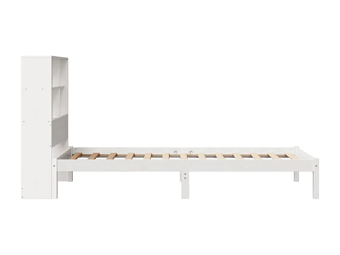 Cama con estantería sin colchón madera maciza blanco 90x200 cm