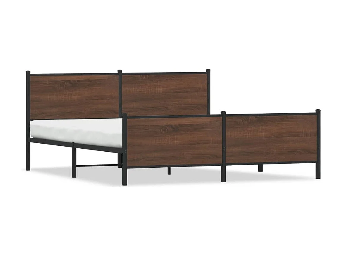 Estructura de cama sin colchón metal roble marrón 200x200 cm