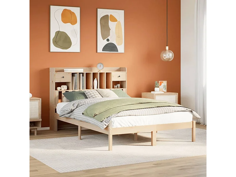 Letto Libreria senza Materasso 160x200 cm in Legno di Pino