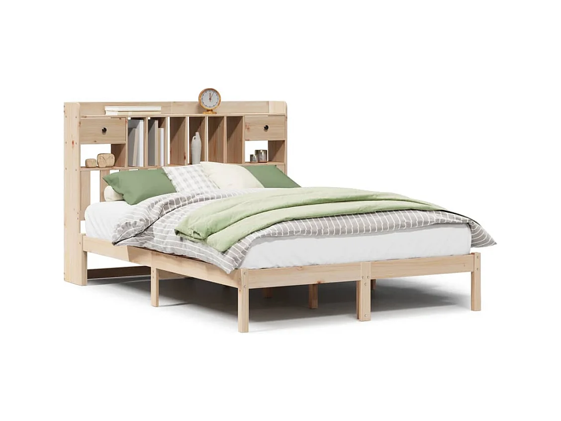 Letto Libreria senza Materasso 160x200 cm in Legno di Pino