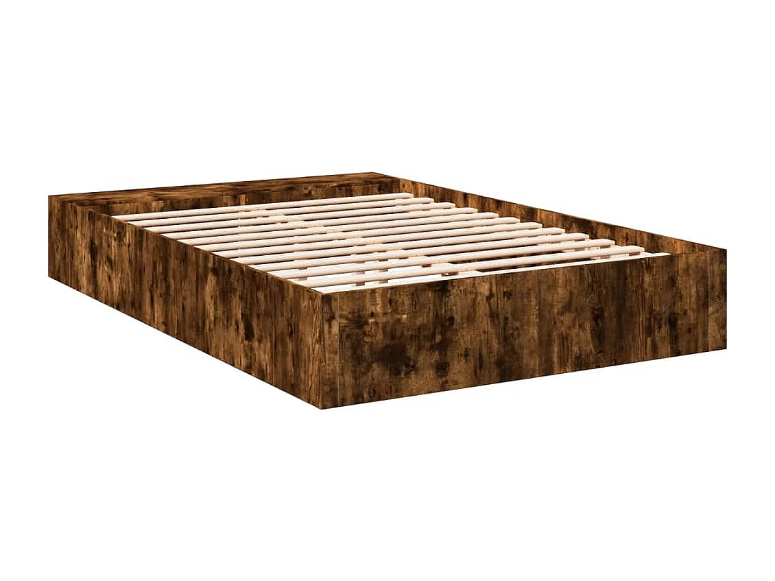 Cadre de lit sans matelas chêne fumé 140x190 cm