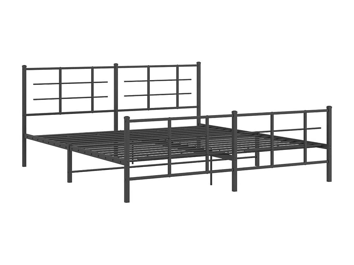 Giroletto con Testiera e Pediera Metallo Nero 183x213 cm