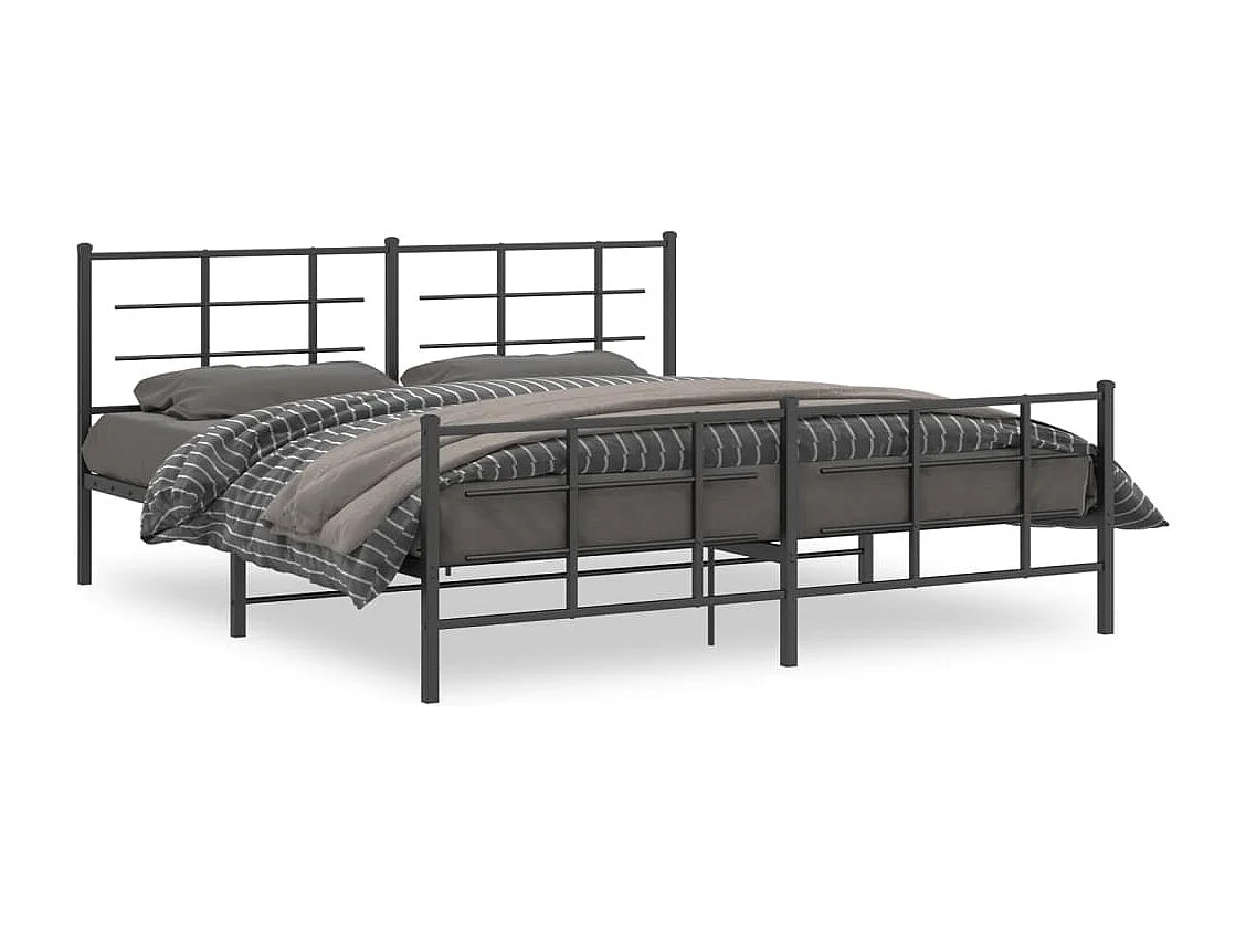 Bedframe met hoofd- en voeteneinde metaal zwart 183x213 cm