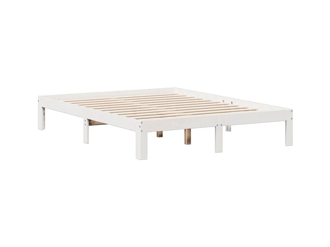 Lit bibliothèque sans matelas blanc 140x200 cm bois pin massif