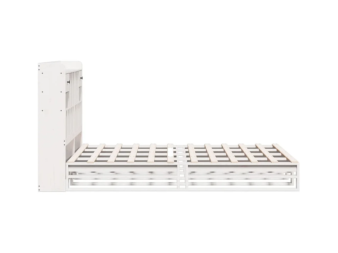 Lit bibliothèque sans matelas blanc 150x200 cm bois pin massif