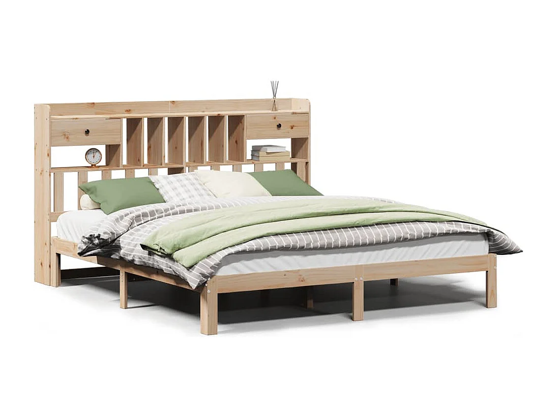 Letto Libreria senza Materasso 180x200 cm in Legno di Pino