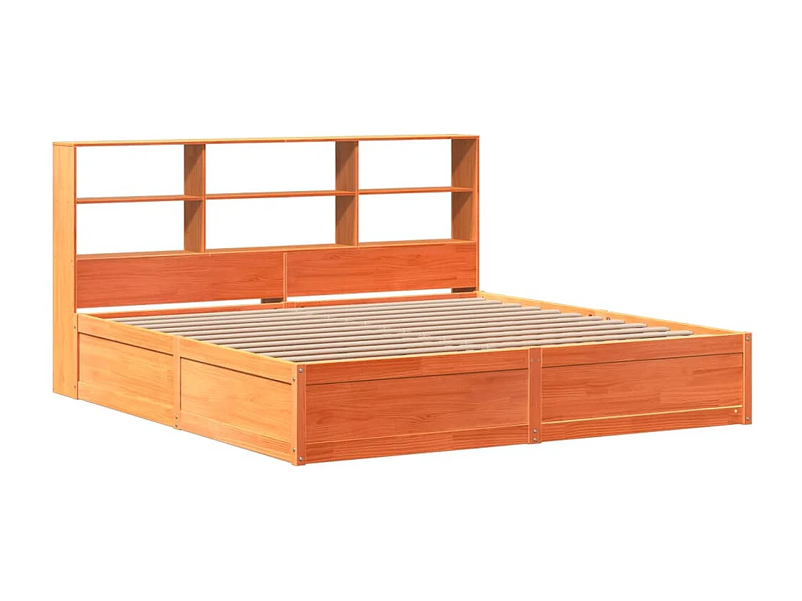 Cama sem colchão 200x200 cm pinho maciço castanho-mel