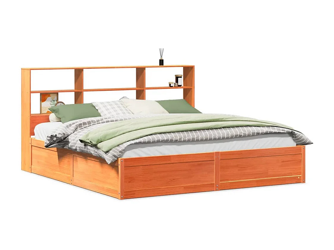 Cadre de lit sans matelas cire marron 200x200cm bois pin massif