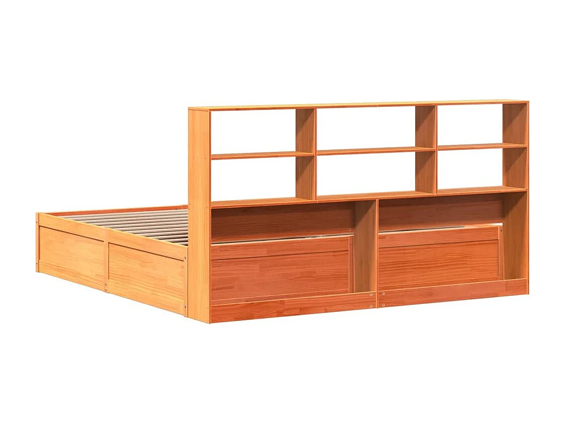 Cadre de lit sans matelas cire marron 200x200cm bois pin massif