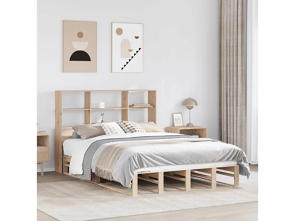 Massivholzbett mit Regal ohne Matratze 120x200 cm