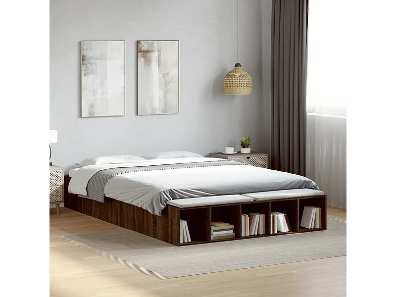 Cadre de lit sans matelas chêne marron 150x200 cm