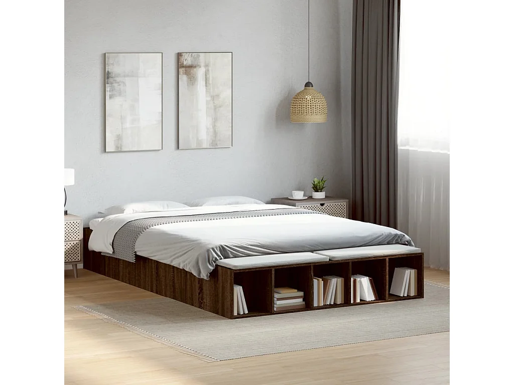 Cadre de lit sans matelas chêne marron 150x200 cm