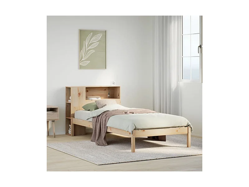 Lit bibliothèque sans matelas 90x200 cm bois de pin massif