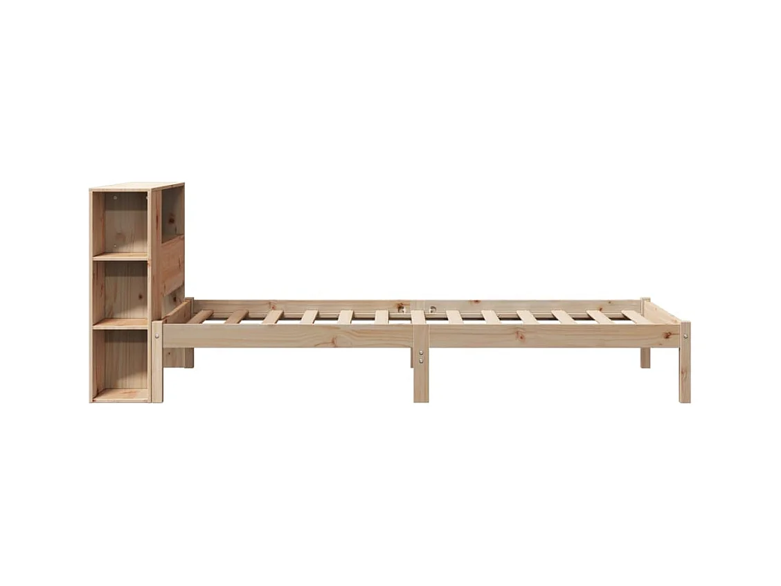 Lit bibliothèque sans matelas 90x200 cm bois de pin massif