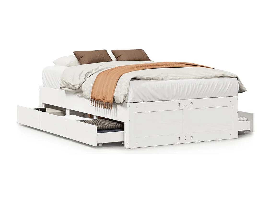 Cadre de lit sans matelas avec tiroirs 120x190 cm bois de pin