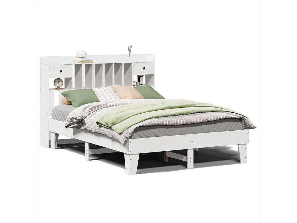 Cadre de lit sans matelas blanc 160x200 cm bois de pin massif