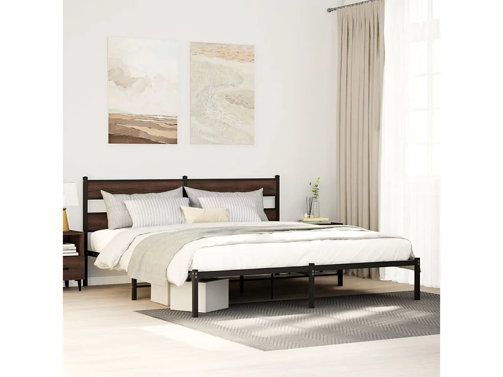 Cama sem colchão com cabeceira 183x213 cm carvalho castanho