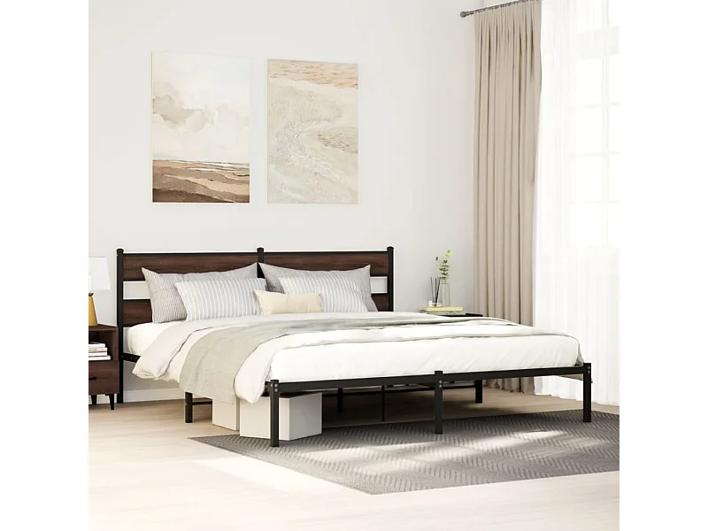 Giroletto senza Materasso con Testiera Rovere Marrone 183x213cm