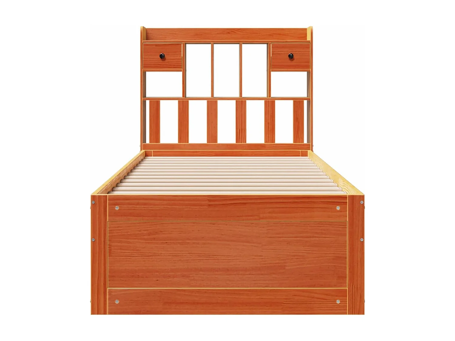 Lit bibliothèque sans matelas cire marron 75x190 cm pin massif