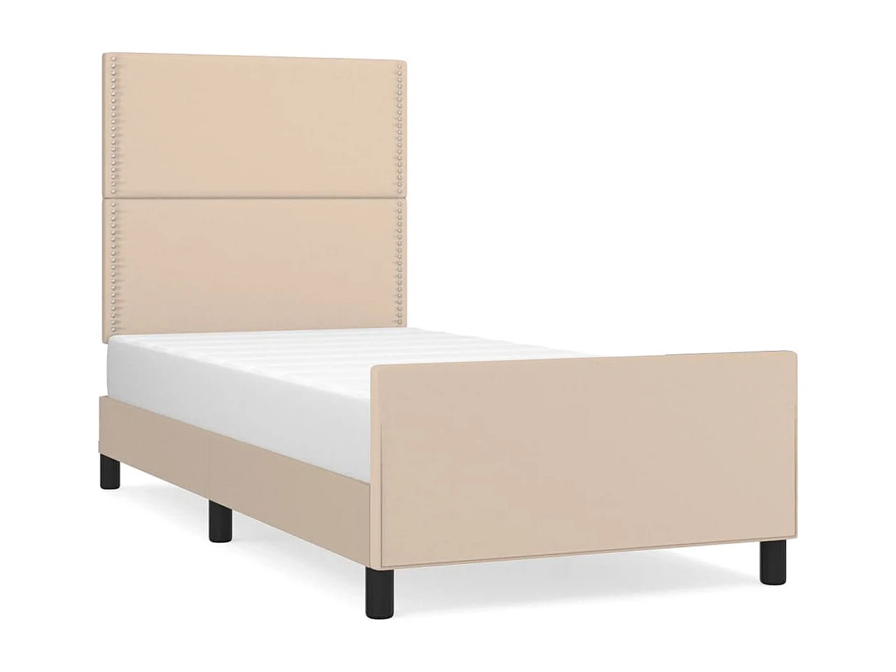 Estrutura cama c/ cabeceira couro artif. 80x200 cm cappuccino