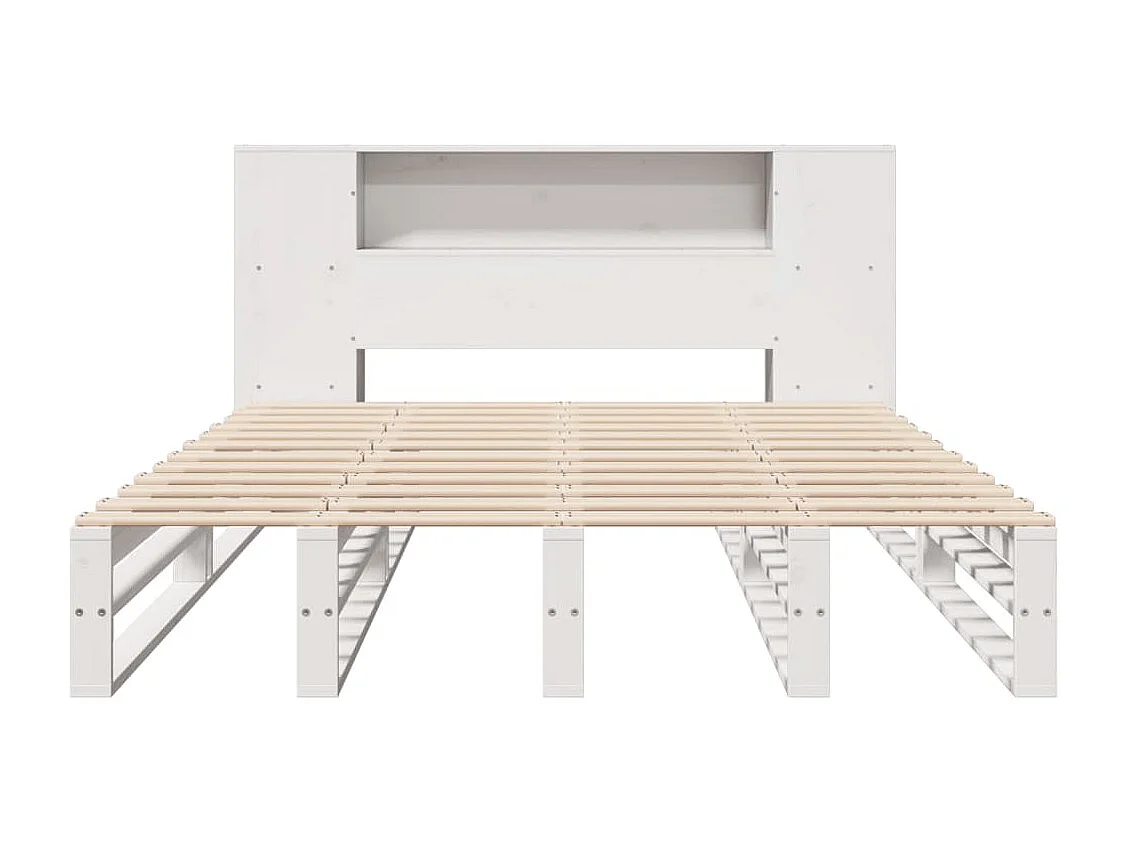 Lit bibliothèque sans matelas blanc 140x200 cm bois massif