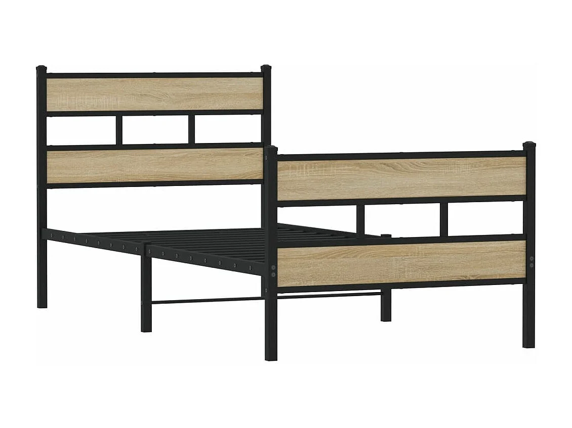 Estrutura de cama sem colchão 107x203 cm metal carvalho sonoma