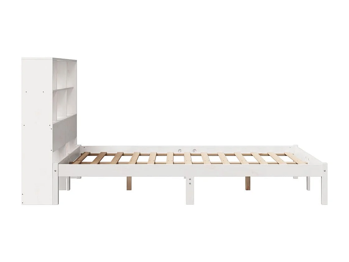 Lit bibliothèque sans matelas blanc 140x200 cm bois pin massif