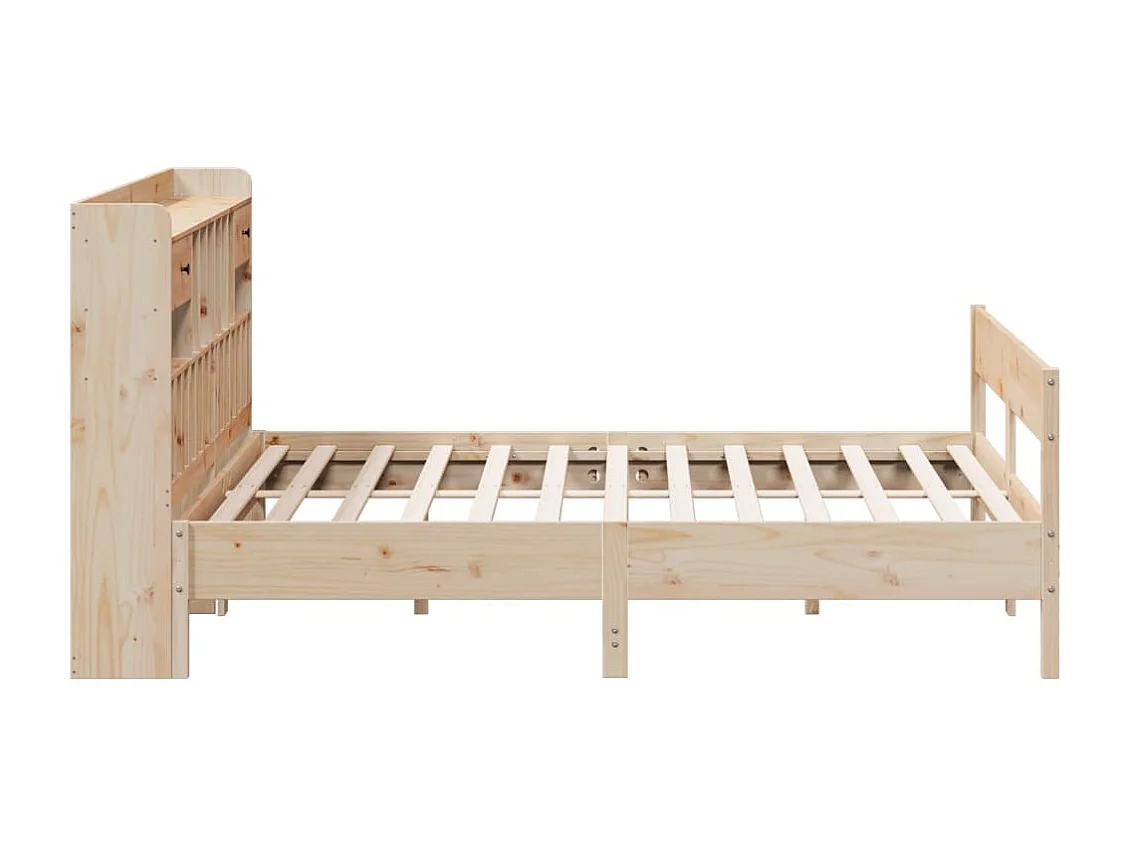Lit bibliothèque sans matelas 200x200 cm bois massif de pin