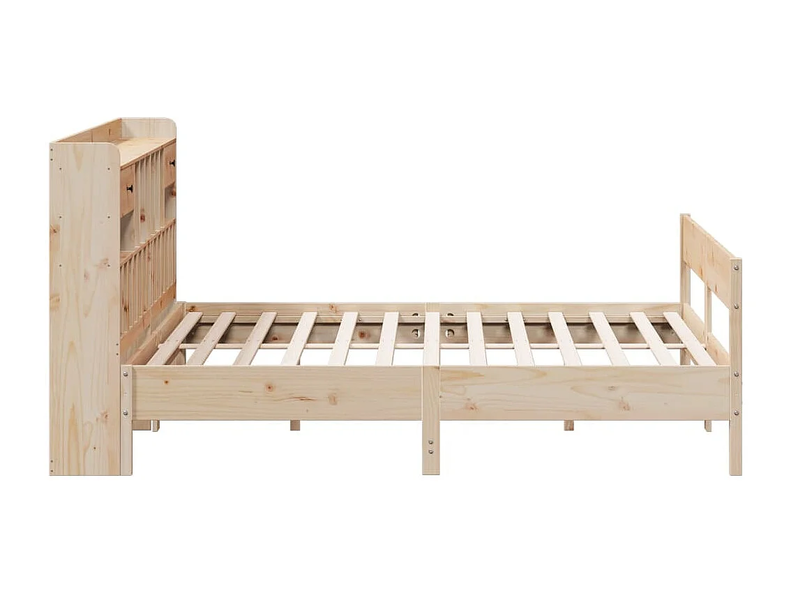Lit bibliothèque sans matelas 200x200 cm bois massif de pin