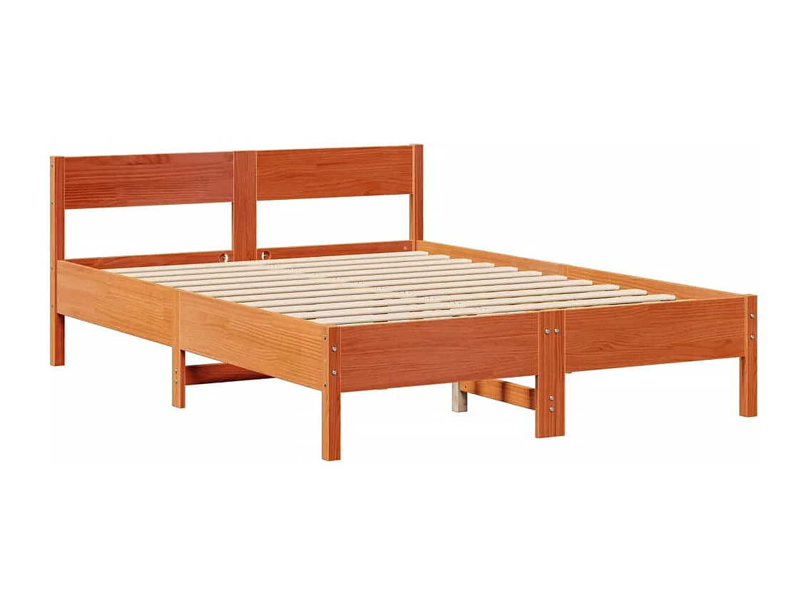 Lit bibliothèque sans matelas cire marron 140x200 cm pin massif