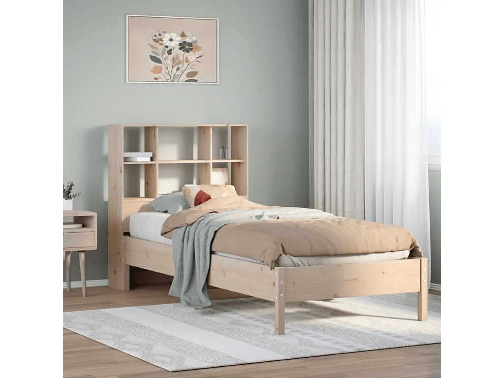 Cama com estante sem colchão 90x190 cm pinho maciço