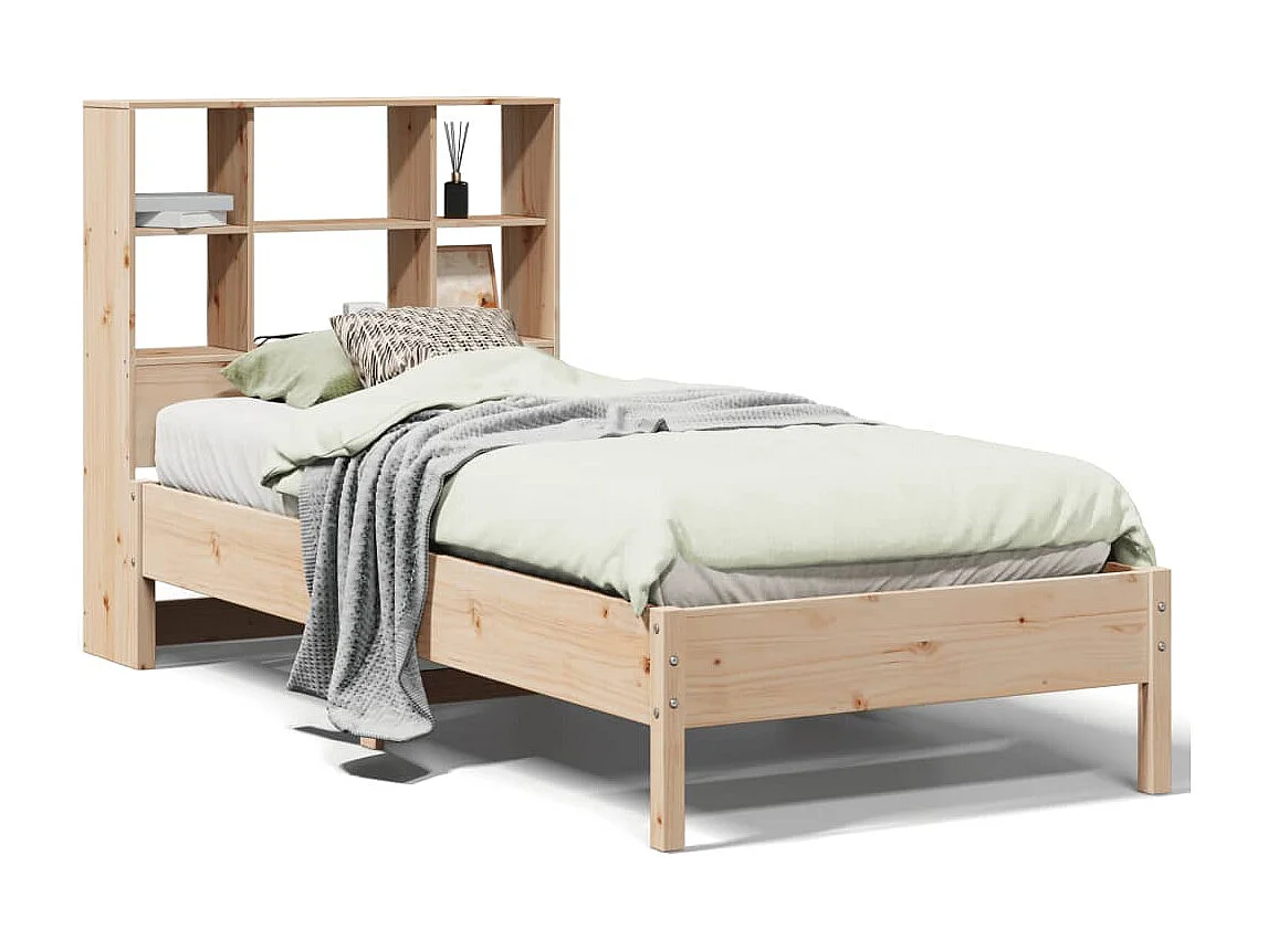 Cama com estante sem colchão 90x190 cm pinho maciço