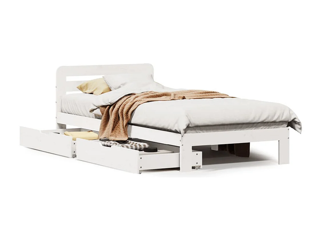 Cadre de lit sans matelas blanc 75x190 cm bois de pin massif