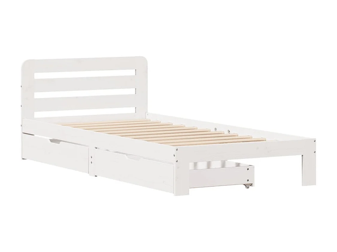 Cadre de lit sans matelas blanc 75x190 cm bois de pin massif