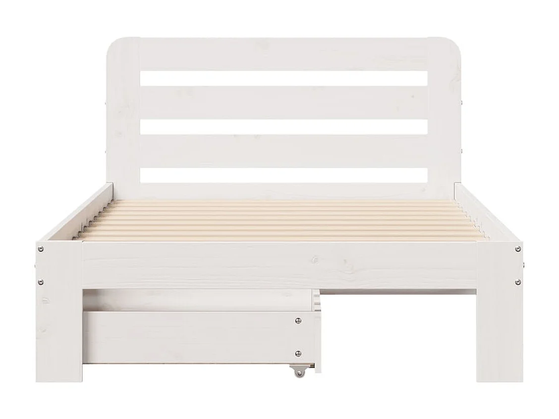 Cadre de lit sans matelas blanc 75x190 cm bois de pin massif