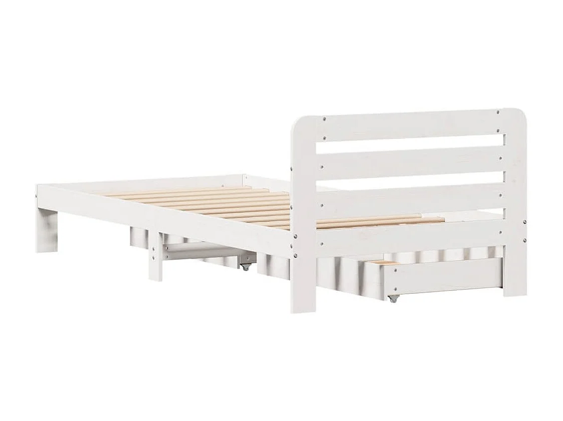 Cadre de lit sans matelas blanc 75x190 cm bois de pin massif