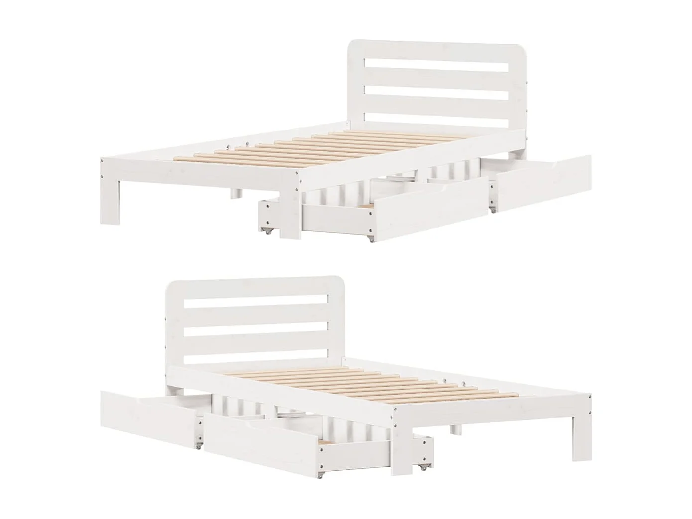 Cadre de lit sans matelas blanc 75x190 cm bois de pin massif