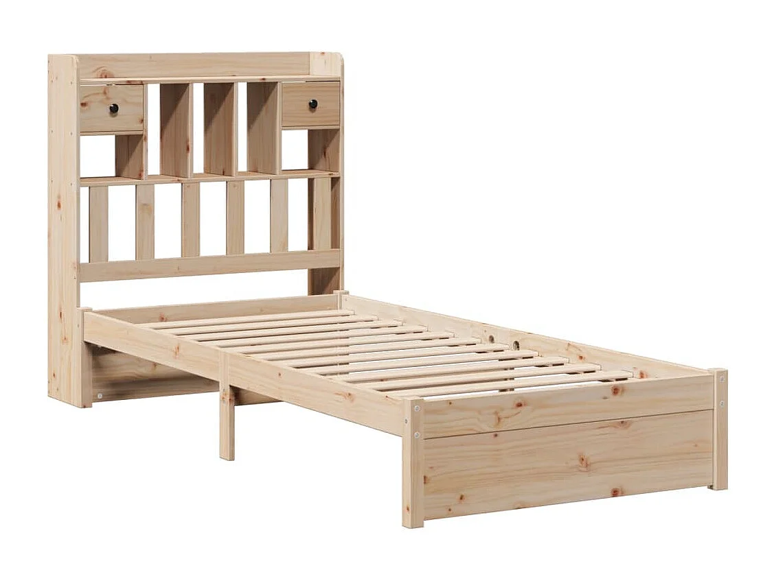 Cama con estantería sin colchón madera maciza de pino 90x190 cm