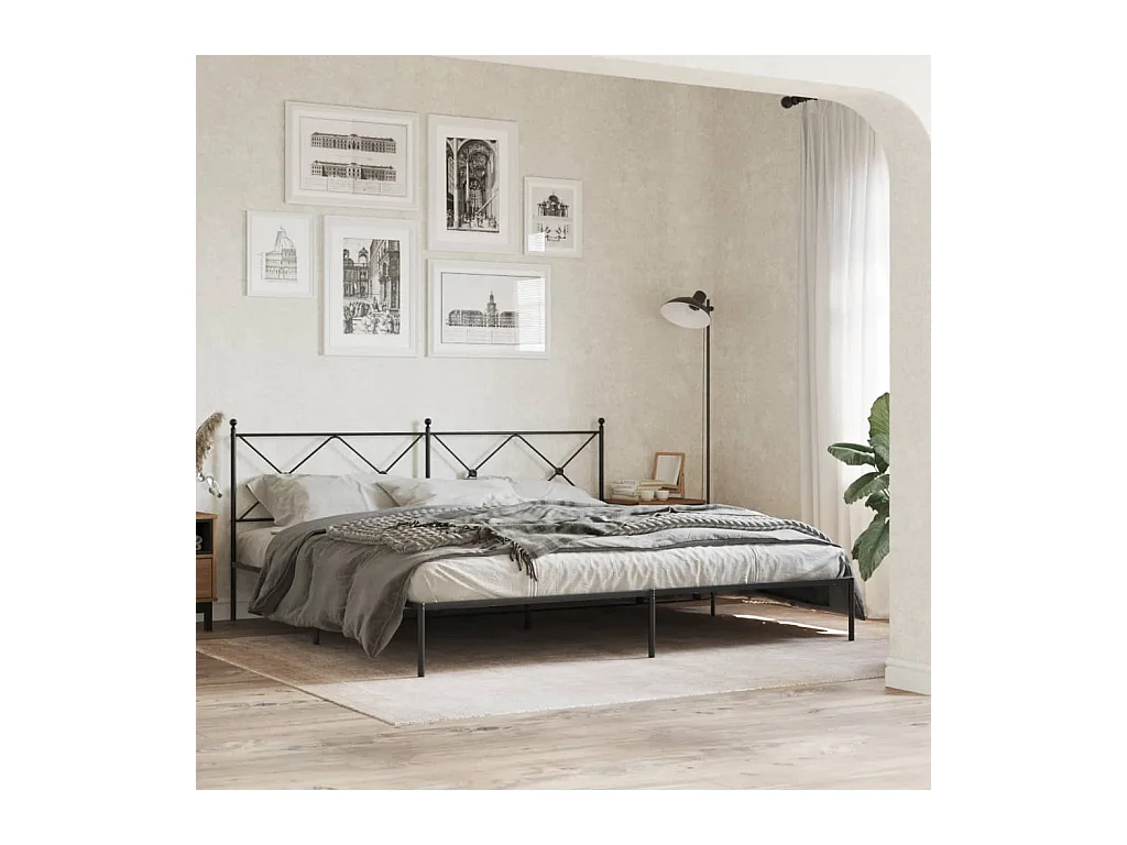 Giroletto con Testiera in Metallo Nero 193x203 cm