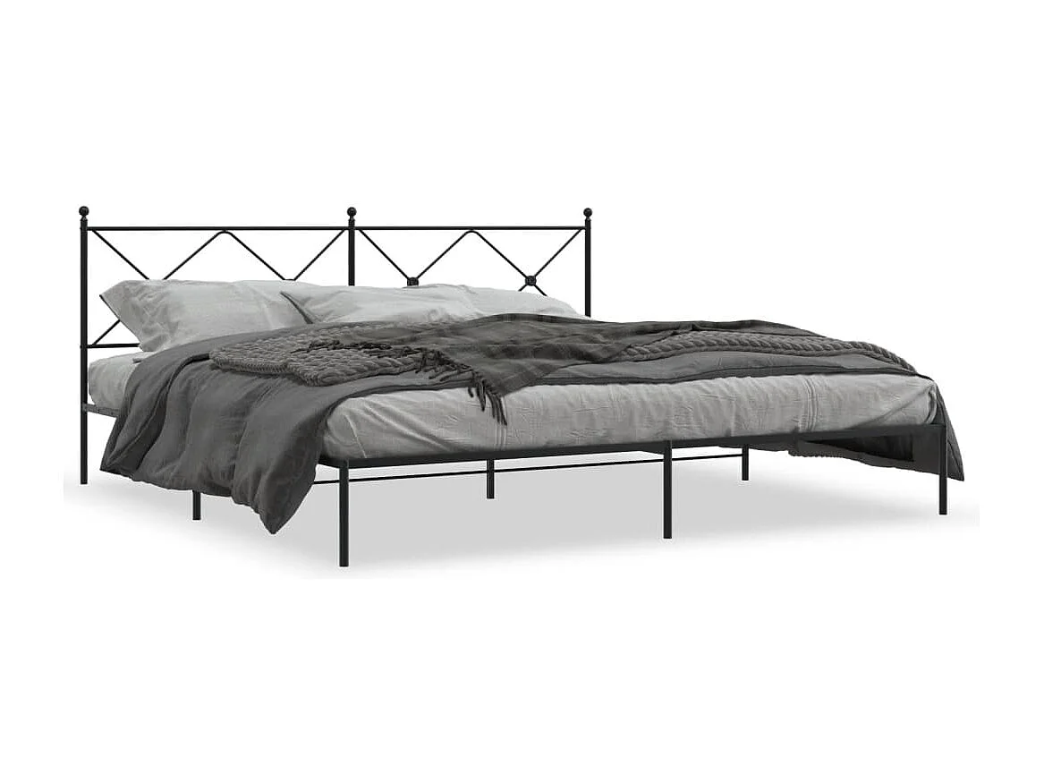 Bedframe met hoofdbord metaal zwart 193x203 cm