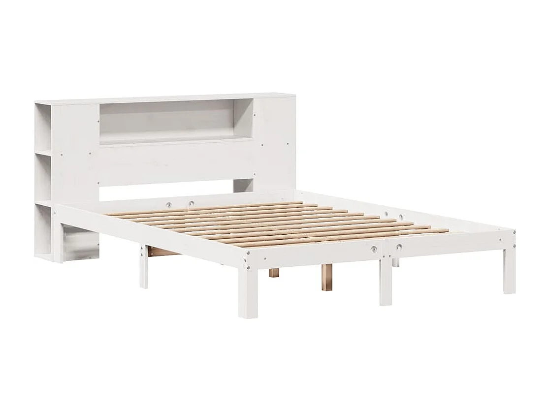 Letto Libreria senza Materasso Bianco 135x190 cm Legno di Pino