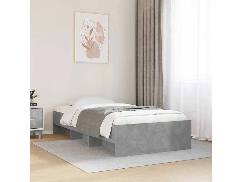 Cadre de lit sans matelas gris béton 75x190cm bois d'ingénierie
