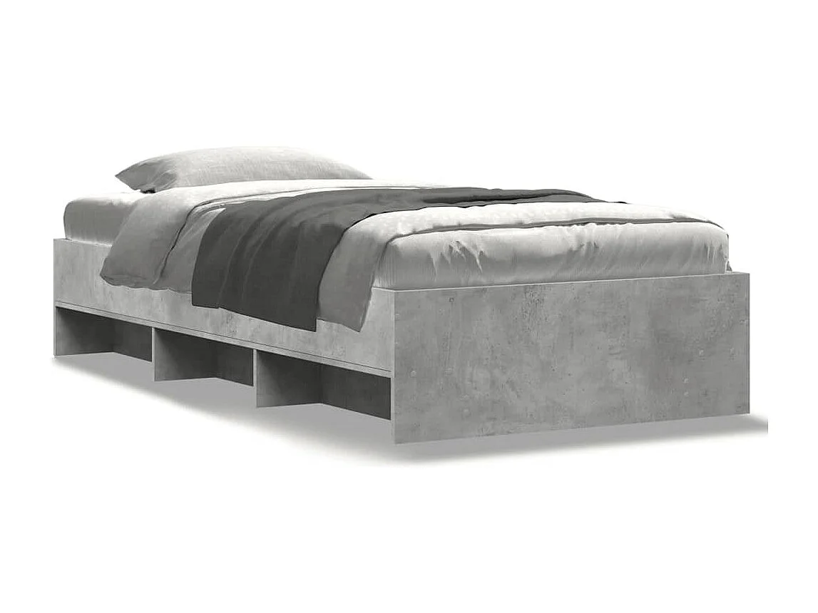 Cadre de lit sans matelas gris béton 75x190cm bois d'ingénierie