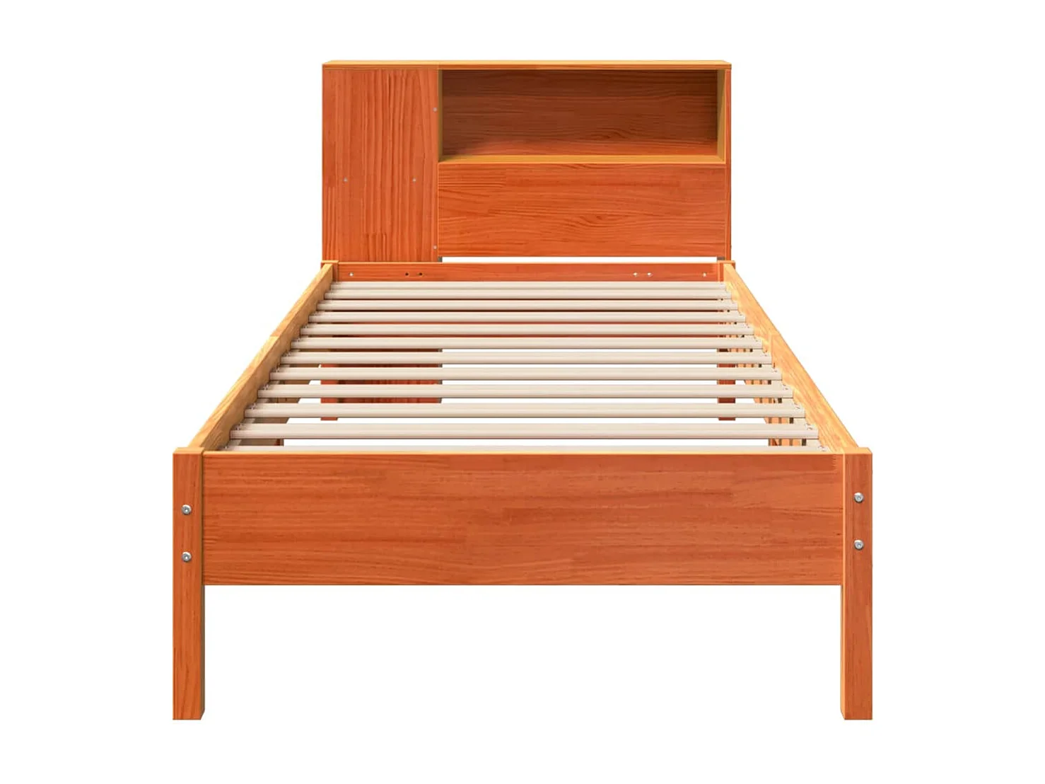 Lit bibliothèque sans matelas cire marron 100x200 cm pin massif
