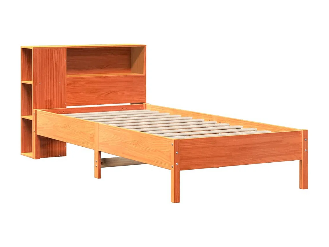 Letto Libreria senza Materasso Marrone Cera 100x200 cm in Pino