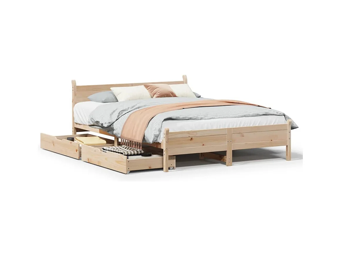 Cadre de lit sans matelas 150x200 cm bois de pin massif