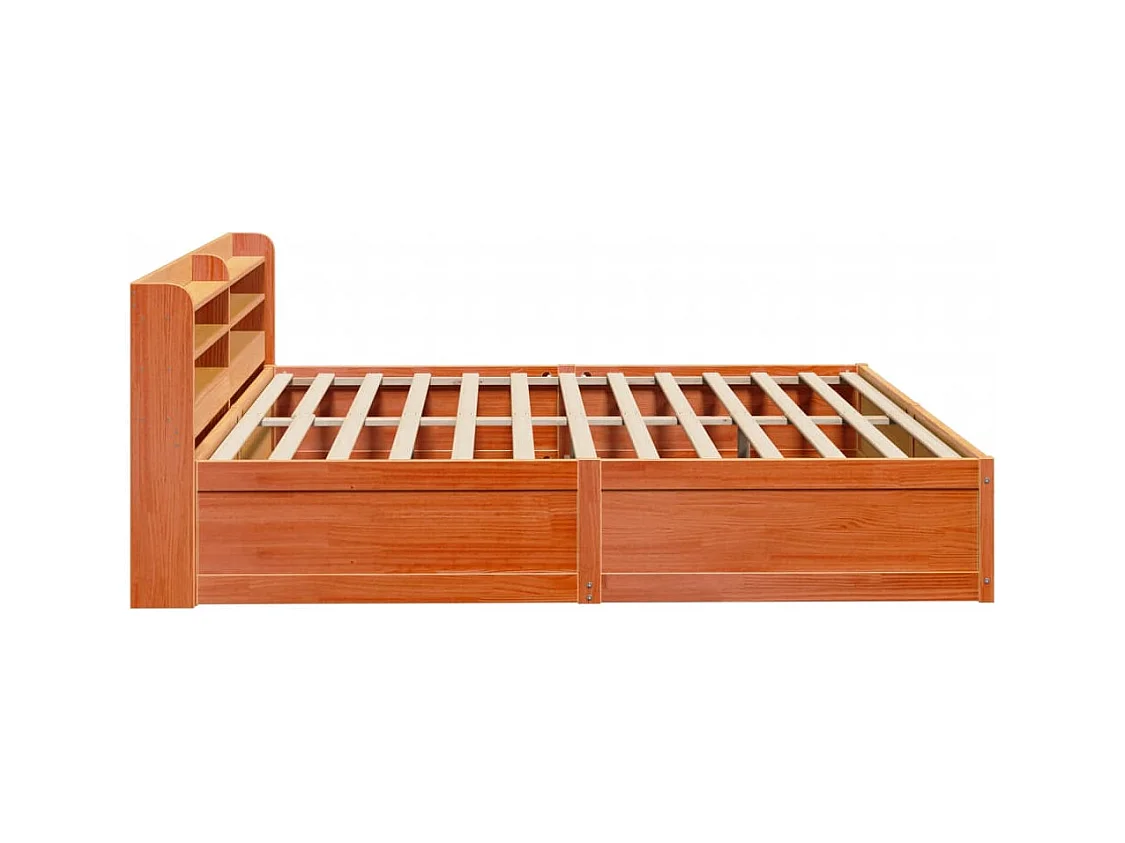 Cadre de lit et tête de lit cire marron 180x200 cm bois de pin