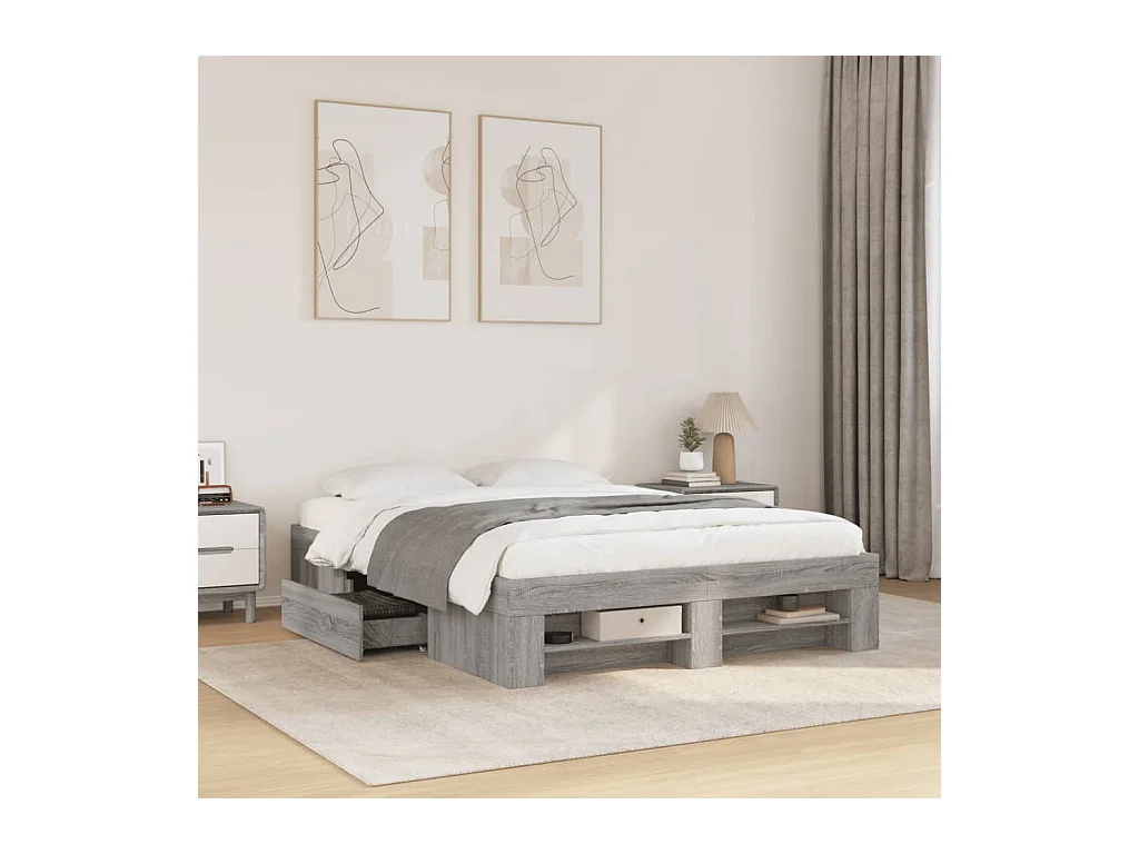 Cadre de lit sans matelas sonoma gris 120x190 cm