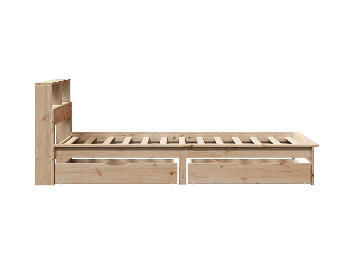 Bücherregalbett ohne Matratze 75x190 cm Massivholz Kiefer