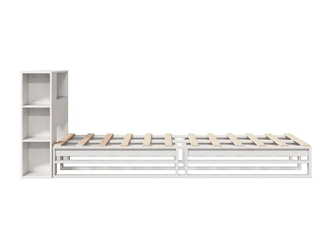 Lit bibliothèque sans matelas blanc 90x200 cm bois massif
